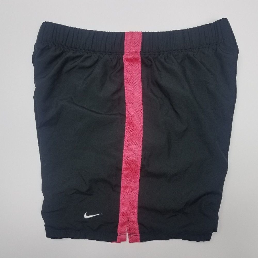 Nike Vintage Performance Running Shorts Black Pink Mesh Side Stripe Size Small